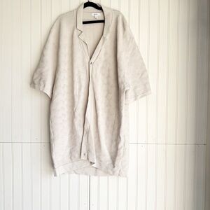 REISS Size XXL Men's Tan Beige Short Sleeve Collared Knit Button Down Shirt